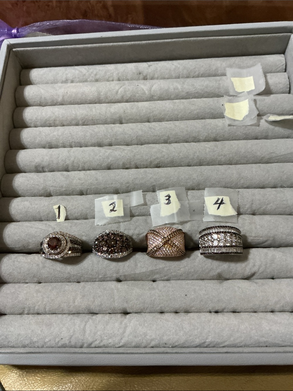 Jtv multicolor diamond cz asst of 4 rings, choose 1-4, all rings are sz 6, new